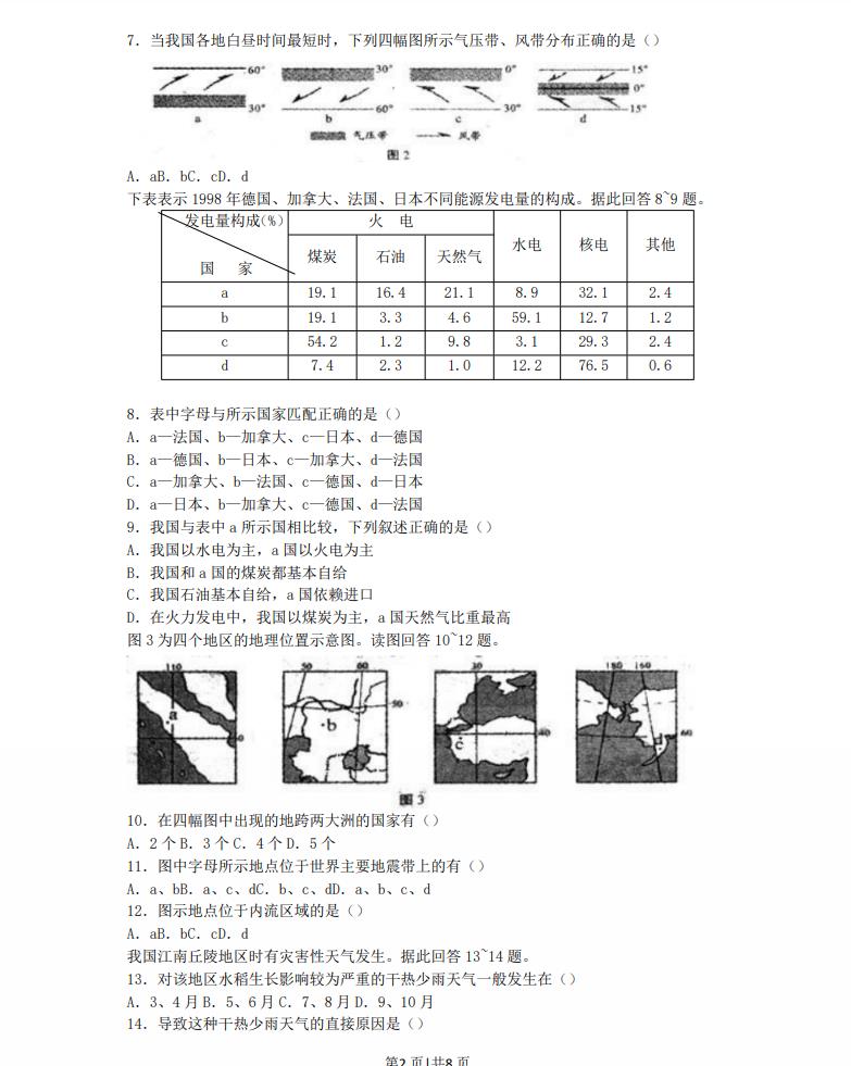 2005年江苏高考地理真题及答案.pdf版免费下载